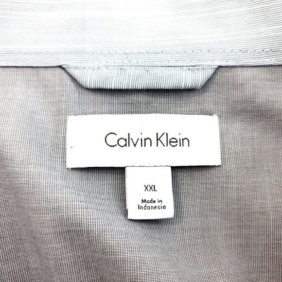 Calvin Klein Gray Blue 2XL Button Front Dress Shirt Cotton Collared - Picture 7 of 10